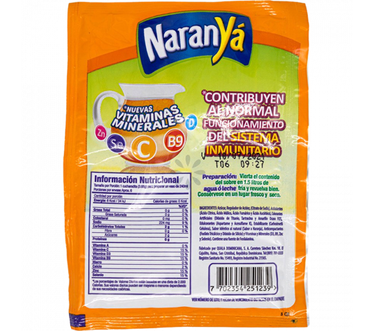 Jugo en Polvo Sabor a Naranja Sobre Naranyá 23 g