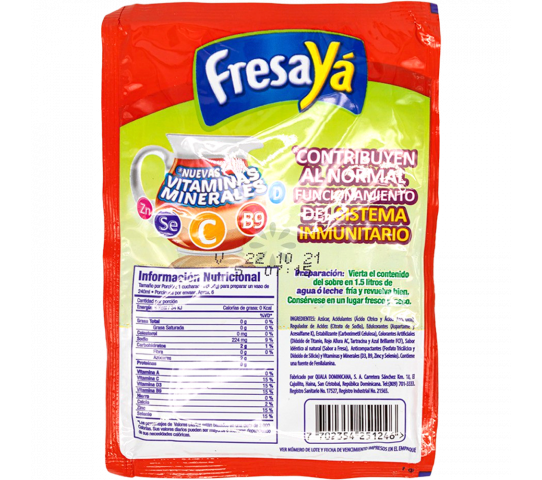 Jugo en Polvo Sabor a Fresa Sobre Fresayá 23 g