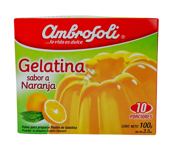 Gelatina sin Azúcar 100g. sabor Naranja