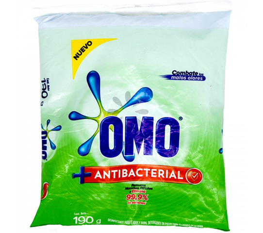 Detergente en Polvo Antibacterial OMO 190 g