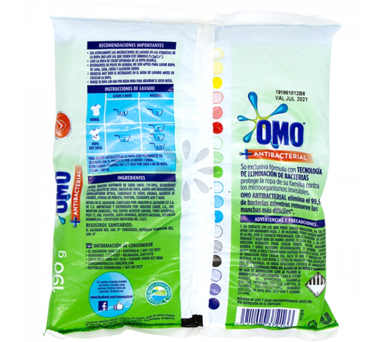 Detergente en Polvo Antibacterial OMO 190 g