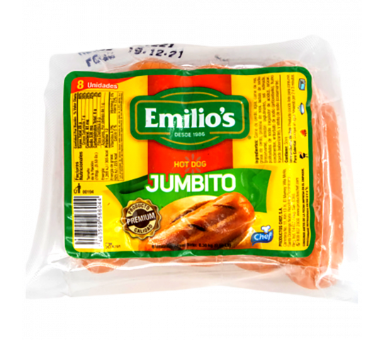 Salchicha Jumbito Premium Emilio's  8 uds