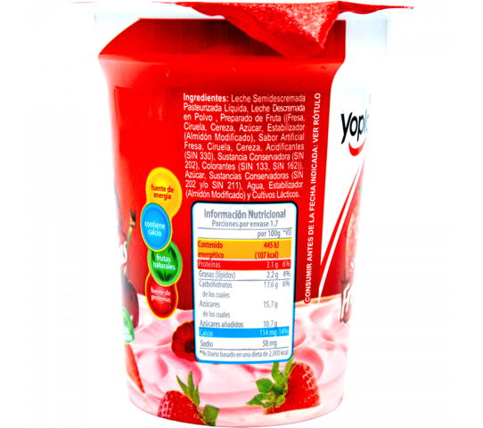 Yogurt Semidescremado Con Frutas Rojas Yoplait 6 oz