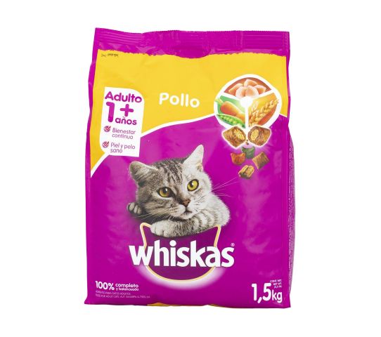Alimento Para Gatos Adultos Whiskas Sabor Pollo 1.5 Kg