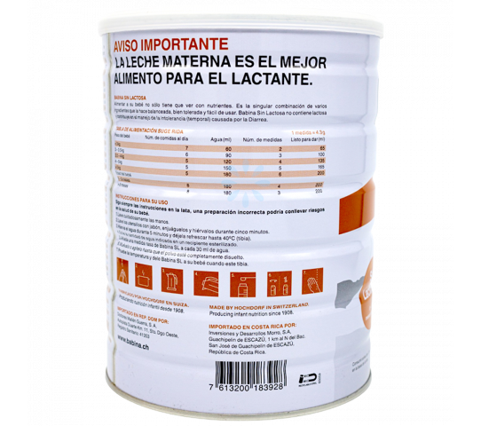 Formula Infantil Sin Lactosa Babina 400 g